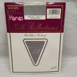 Vintage 1987 Hanes 715 Sz C/D Brushed Silver Silky Sheer Pantyhose New Opened
